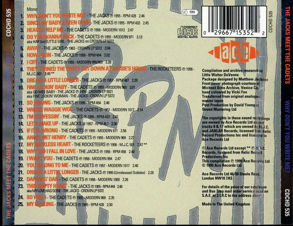 The Jacks - The Jacks Meet The Cadets: Why Don't You Write Me? (CD) - Image 3