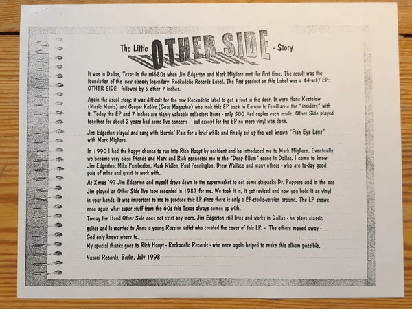 The Other Side* - Live At The "Golden Eagle" Denton, Texas 1987 (Vinyl) - Image 5