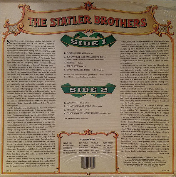 The Statler Brothers - Country Music (Vinyl) - Image 2
