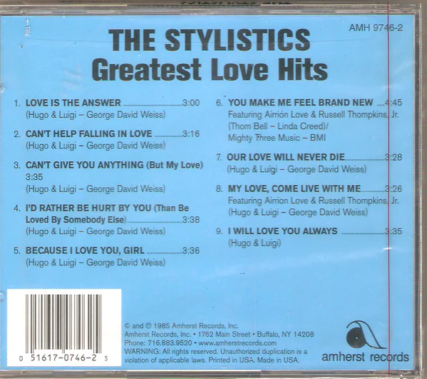 The Stylistics - Greatest Love Hits (CD) - Image 2