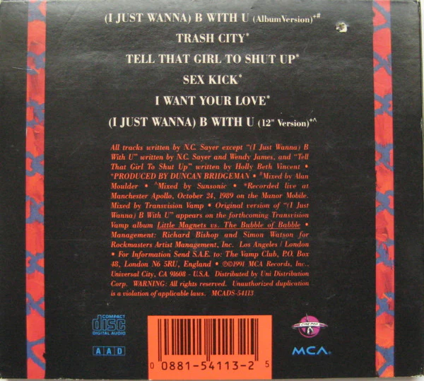 Transvision Vamp - (I Just Wanna) B With U (CD) - Image 2