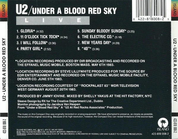 U2 - Live "Under A Blood Red Sky" (CD) - Image 4