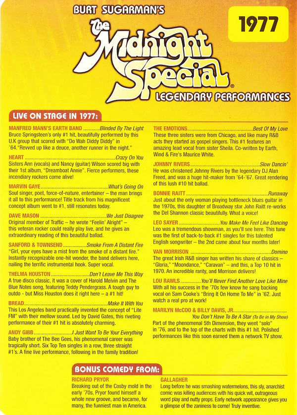 Various - Burt Sugarman's The Midnight Special: 1977 (DVD) - Image 3