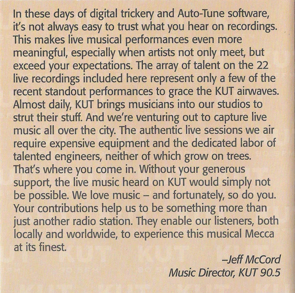Various - KUT Live Vol. 10 - KUT 90.5 FM (CD) - Image 2