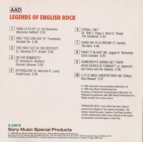 Various - Legends Of English Rock (CD) - Image 2