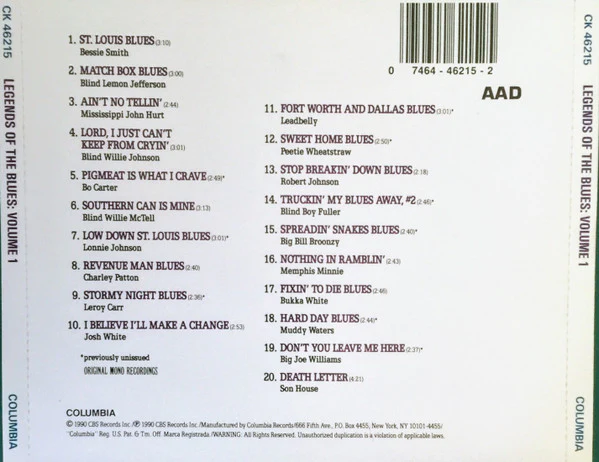 Various - Legends Of The Blues: Volume One (CD) - Image 3
