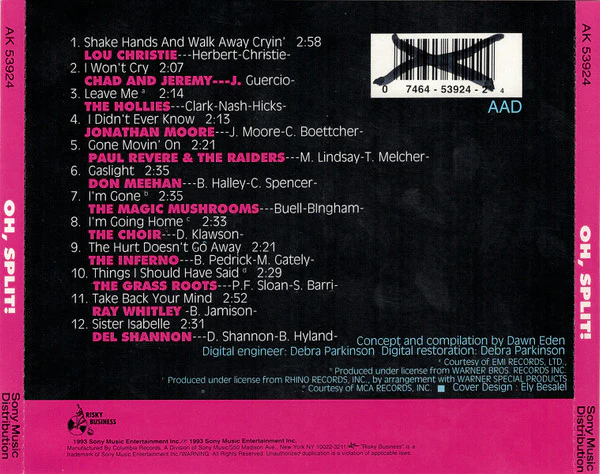Various - Oh, Split! (Great Break-up Songs of the 60's) (CD) - Image 4