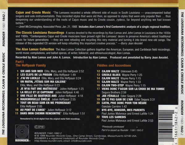 Various - The Classic Louisiana Recordings • Cajun & Creole Music 1934/1937 (CD) - Image 2