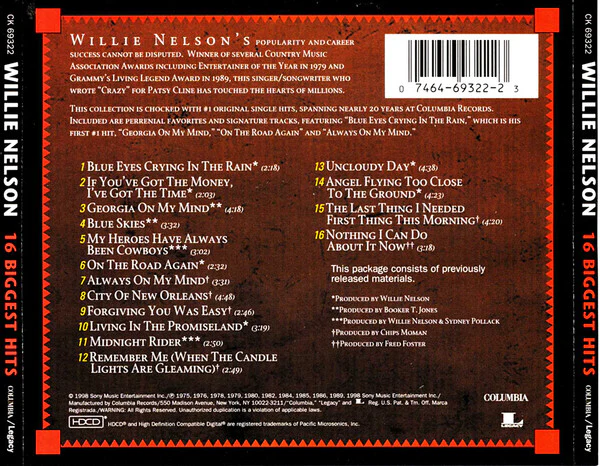 Willie Nelson - 16 Biggest Hits (CD) - Image 2