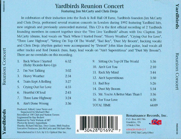 Yardbirds* - Reunion Concert (CD) - Image 2